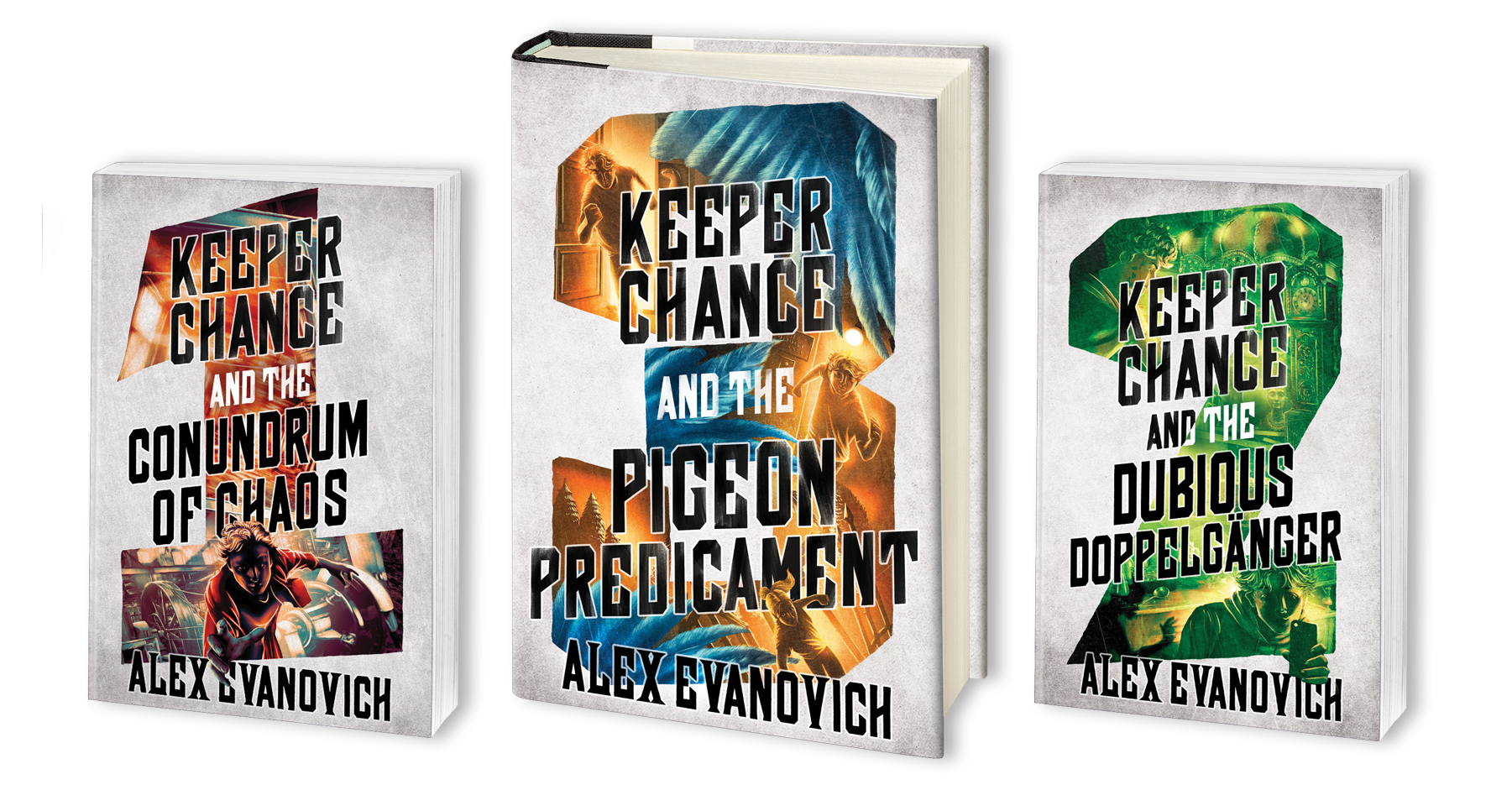 Keeper Chancea nda the Pigeon Predicament in hardcover. New covers for books one and two in paperback